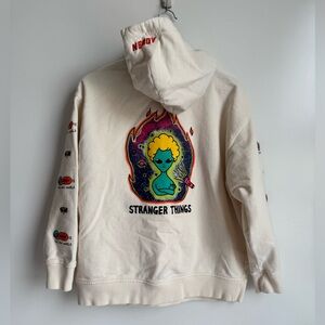 Nerdy Stranger Things Hoodie Men Small Beige 100% Cotton The New‎ World Alien